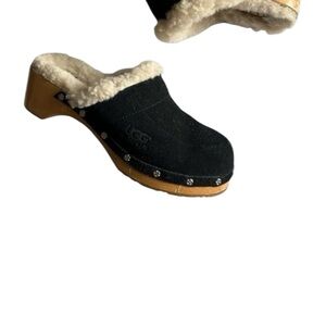UGG Kalie Black Shearling Clogs